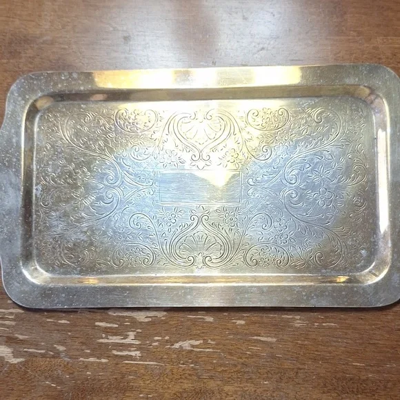 Elegant Silver Rectangular Serving Tray - Picture 2 of 4